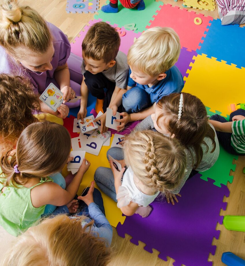 Educational group activity at the kindergarten or daycare